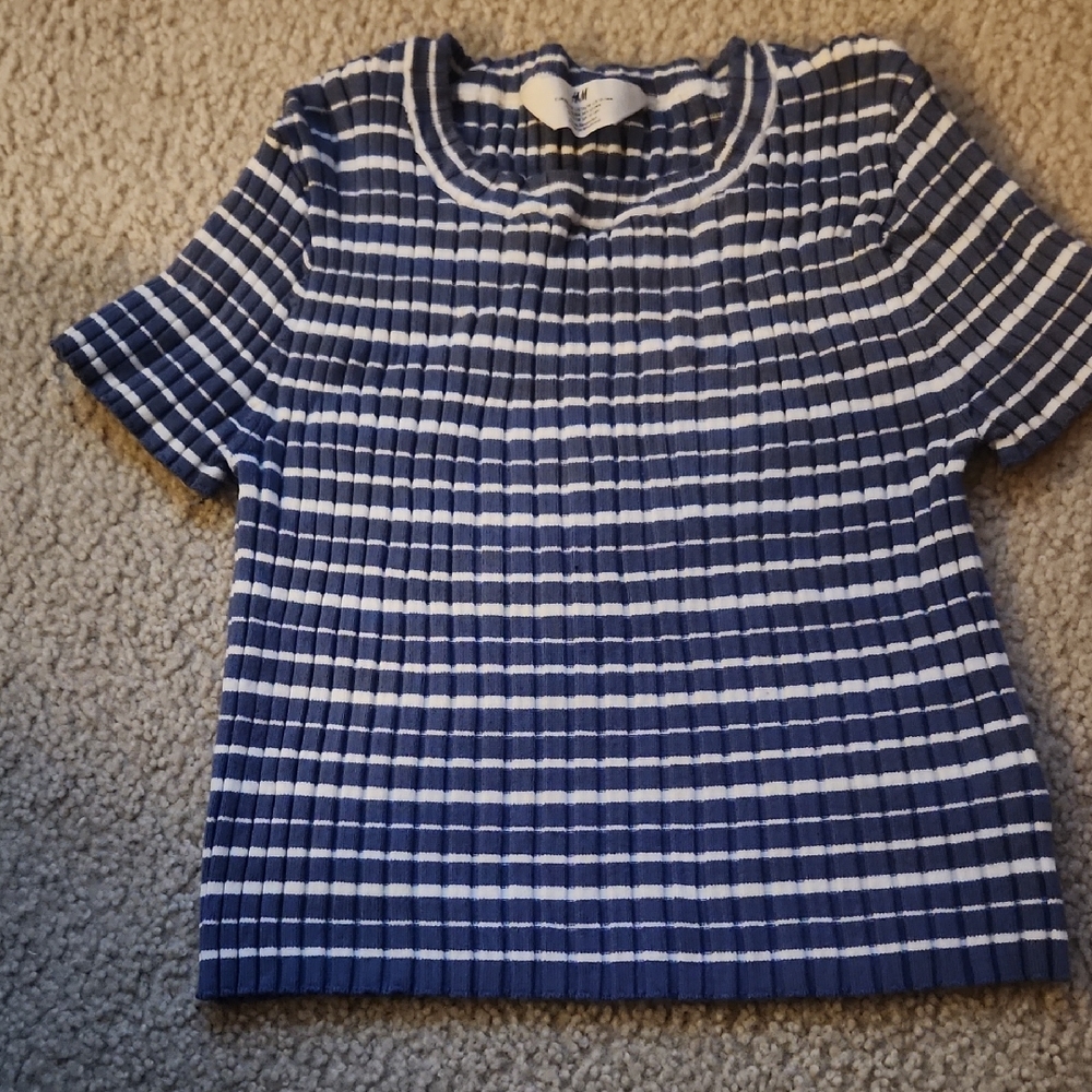 H&M Navy and White Striped Kids Tee